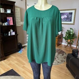 SHEIN Curve emerald green short sleeve blouse-size 1X